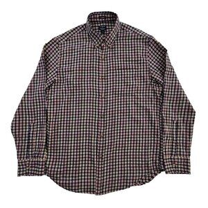 J.Crew Brushed Twill Classic Fit Men’s L Navy Blue Plaid Lightweight Flannel EUC